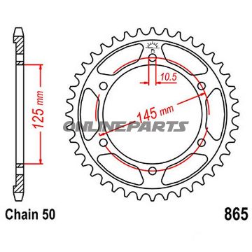 Rear Sprocket 39 Tooth Pitch 530Inner Diameter 125 Bolt Spacing 145