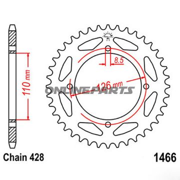 Rear Sprocket 46 Tooth Pitch 428Inner Diameter 110 Bolt Spacing 126