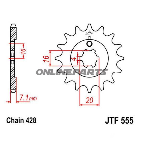 Front Sprocket 13Tooth Pitch 428Large Spline 6 Mm 16/20