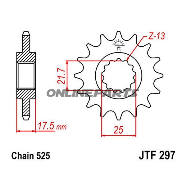 Front Sprocket 14Tooth Pitch 525Narrow Spline 21.6/25