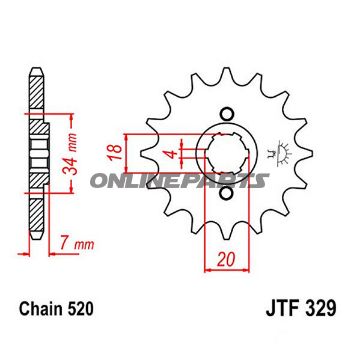 Front Sprocket 14Tooth Pitch 520Large Spline 4 Mm 18/20