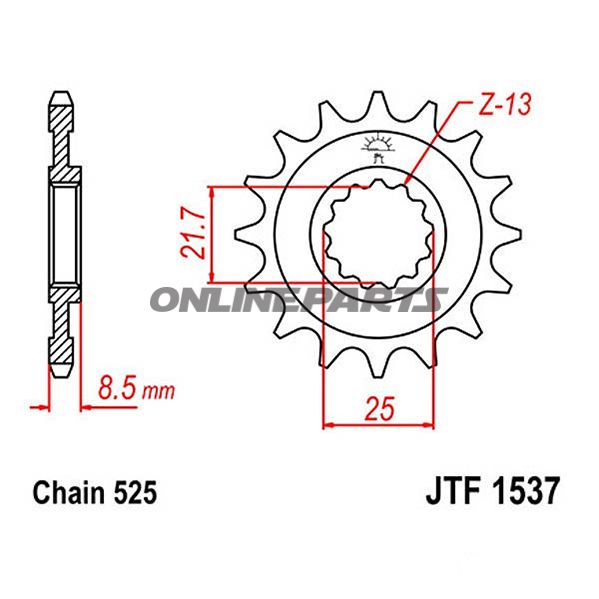 Front Sprocket 18Tooth Pitch 525Narrow Spline 21.6/25