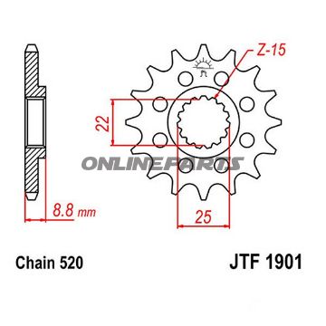 Front Sprocket Racing 15Tooth Pitch 520Narrow Spline 22/25