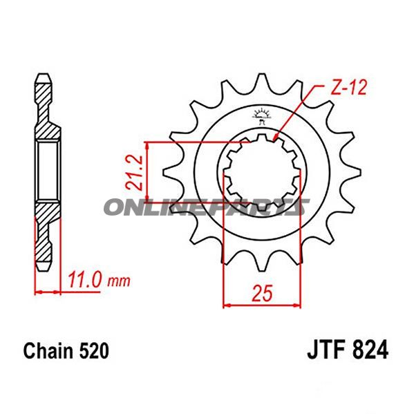 Front Sprocket Racing 14Tooth Pitch 520Narrow Spline 21/25