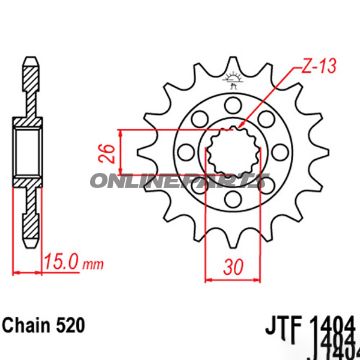 Front Sprocket 16 Tooth Pitch 520Narrow Spline 26/30
