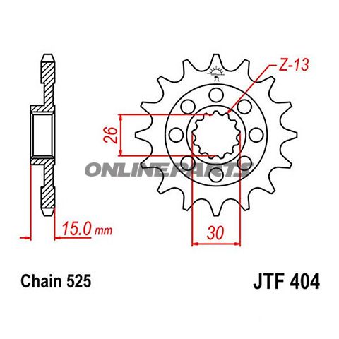 Front Sprocket 15 Tooth 525 Racingnarrow Spline 26/30