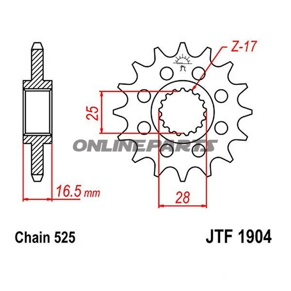 Front Sprocket 15 Tooth 525Narrow Spline 25/28