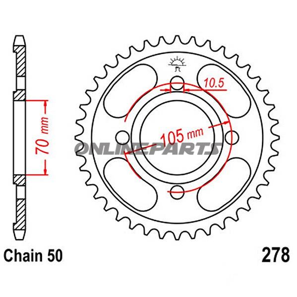 Rear Sprocket 36 Tooth 530 Silverinner Diameter 70 Bolt Spacing 105