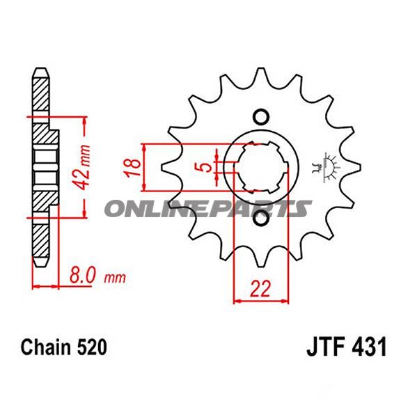 Front Sprocket 15 Tooth 520Narrow Spline 18/22