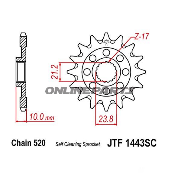Front Sprocket 14 Tooth 520Narrow Spline 21.2/23.8
