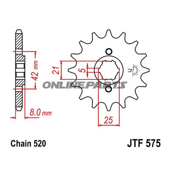 Front Sprocket 16 Tooth 520Large Spline 5Mm 21/25