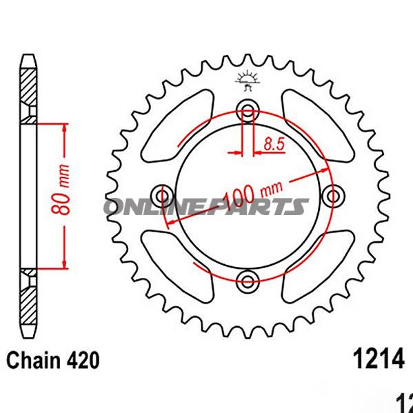 Rear Sprocket 36 Tooth 420 Blackinner Diameter 80 Bolt Spacing 100