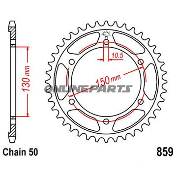 Rear Sprocket 42 Tooth 530 Silverinner Diameter 130 Bolt Spacing 150