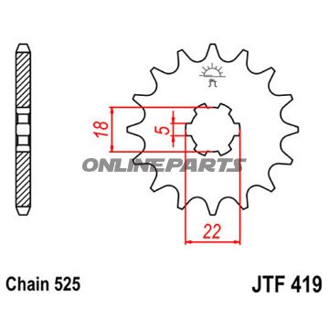 Front Sprocket 14 Tooth 525Large Spline 5Mm 18/22