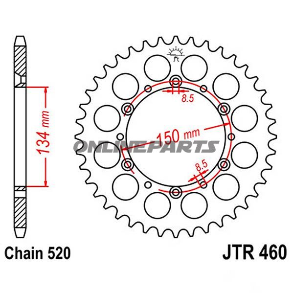 Rear Sprocket 46 Tooth Pitch 520 Swinner Diameter 134 Bolt Spacing 150