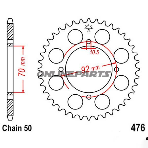 Rear Sprocket 41 Tooth 530 Silverinner Diameter 70 Bolt Spacing 92