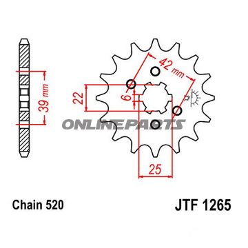 Front Sprocket 14T Pitch 520Large Spline 6Mm 22/25