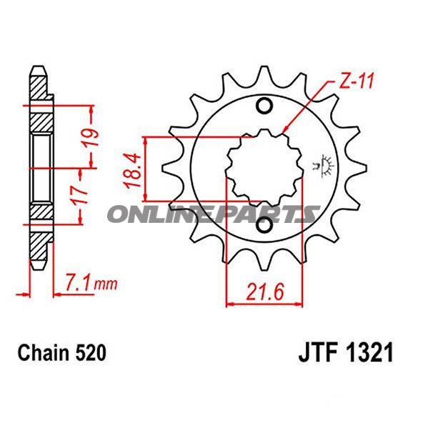Front Sprocket 12T Pitch 520Narrow Spline 18.4/21.6
