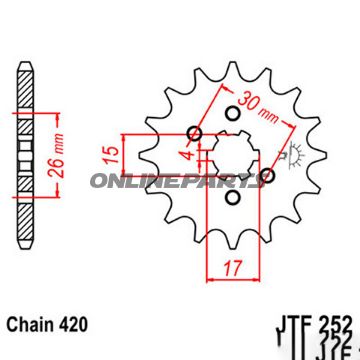 Front Sprocket 15 Tooth Pitch 420Large Spline 6 Inner Diameter 15/17