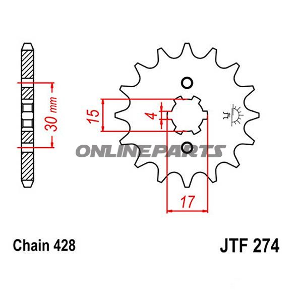 Front Sprocket 13T Pitch 428Large Spline 4Mm 15/17