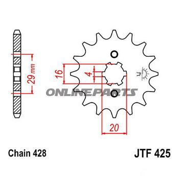 Front Sprocket 17T Pitch 428Large Spline 4Mm 16/20