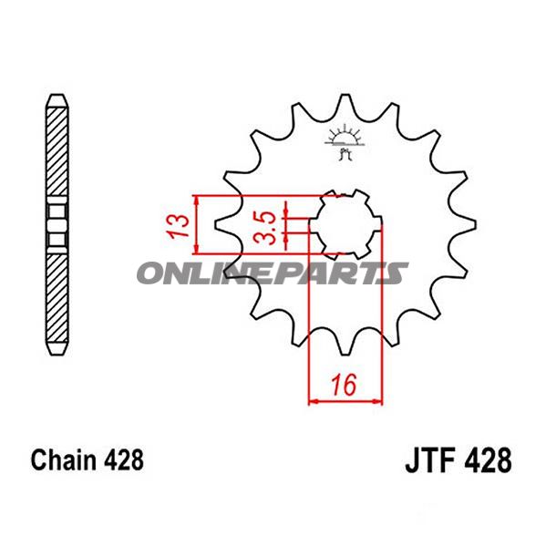 Front Sprocket 12 Tooth Pitch 428Large Spline 3.5 Inner Diameter 13/16