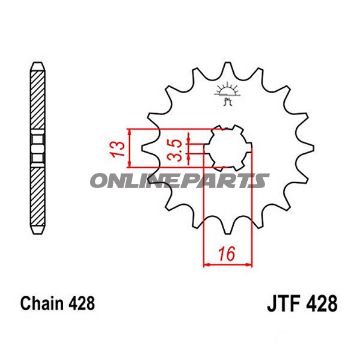 Front Sprocket 15 Tooth Pitch 428Large Spline 3.5 Inner Diameter 13/16