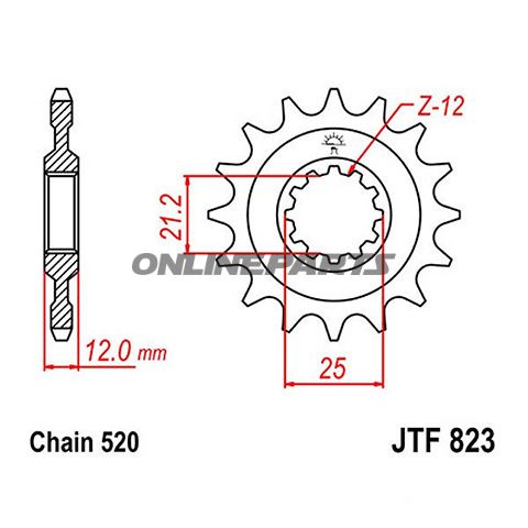 Front Sprocket 12T Pitch 520Narrow Spline 21/25