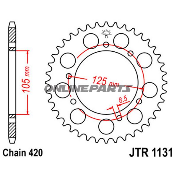 Rear Sprocket 50Tooth Pitch 420Inner Diameter 105 Bolt Spacing 125