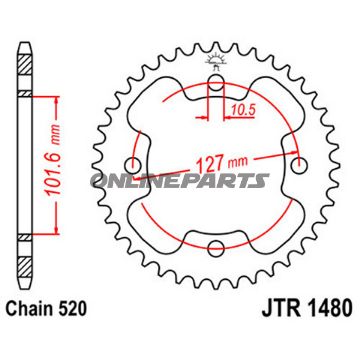 Rear Sprocket 37Tooth Pitch 520Inner Diameter 101 Bolt Spacing 127
