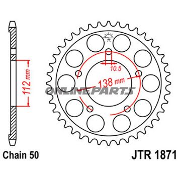 Rear Sprocket 50Tooth Pitch 530Inner Diameter 112 Bolt Spacing 138