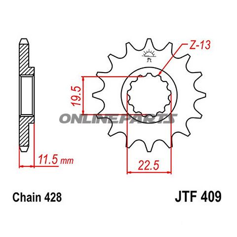 Front Sprocket 15T Pitch 428Narrow Spline 19.4/22