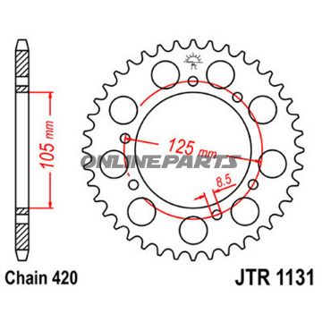 Rear Sprocket 60T 420 Pitchinner Dia 105 Bolt Spacing 125
