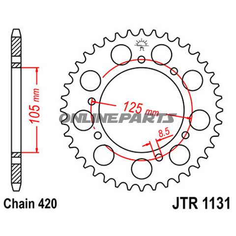 Rear Sprocket 60T 420 Pitchinner Dia 105 Bolt Spacing 125