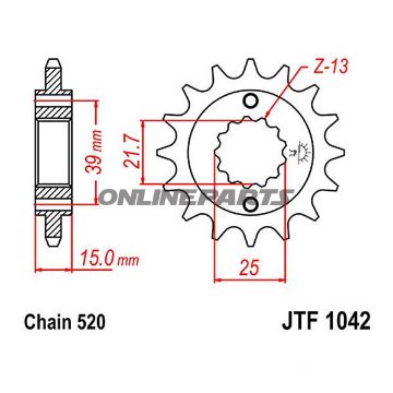 Front Sprocket 15T Pitch 520Narrow Spline 21.4/25