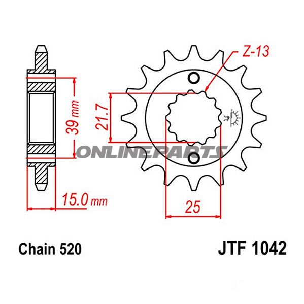 Front Sprocket 16T Pitch 520Narrow Spline 21.4/25