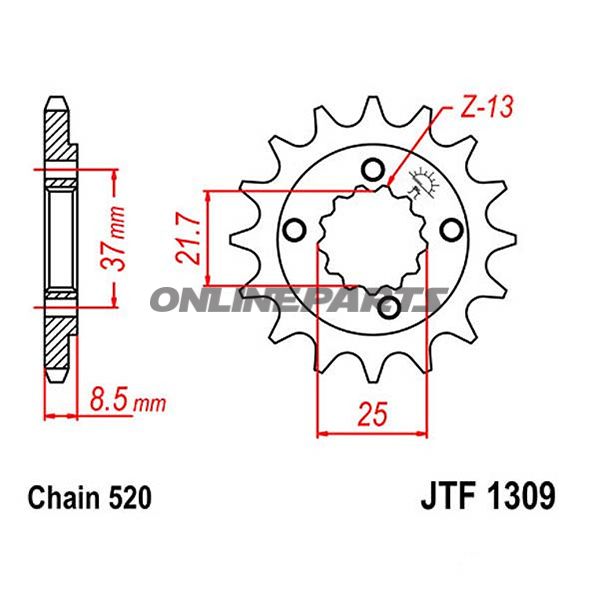 Front Sprocket 16T Pitch 520Narrow Spline 21.6/25