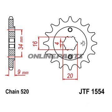 Front Sprocket 15T Pitch 520Large Spline 4Mm 16/20