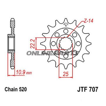 Front Sprocket Rac 16T Pitch 520Narrow Spline 22.2/25