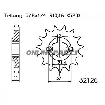 Front Sprocket 13Tooth Pitch 520Large Spline 6 Inner Diameter 21.4/25