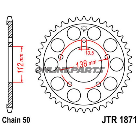 Rear Sprocket 52 Tooth Pitch 530 Silverinner Diameter 112 Bolt Spacing 138