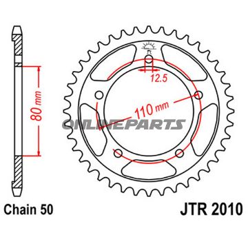 Rear Sprocket 49 Tooth Pitch 530 Silverinner Diameter 080 Bolt Spacing 110