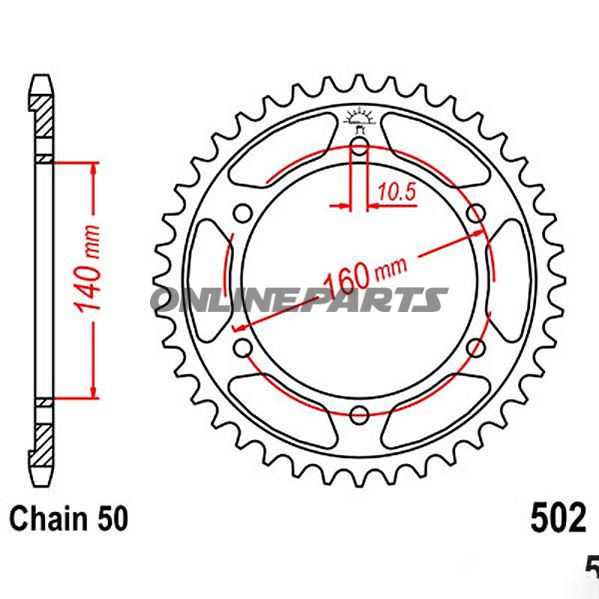 Rear Sprocket 46 Tooth Pitch 530Inner Diameter 140 Bolt Spacing 160