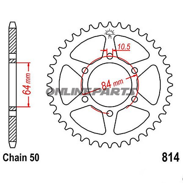 Rear Sprocket 43 Tooth Pitch 530 Siinner Diameter 064 Bolt Spacing 084