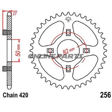 Rear Sprocket 46 Tooth 420 Pitch Siinner Diameter 50 Bolt Spacing 82