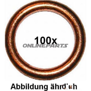 Kobberpakning 10X16x1,5Copper 100 Pieces