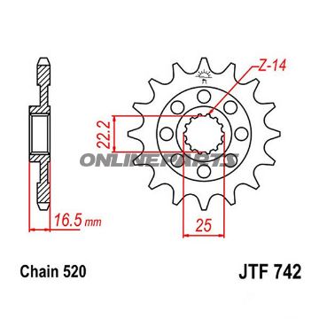 Front Sprocket 15Tooth Pitch 520Narrow Spline 22/25