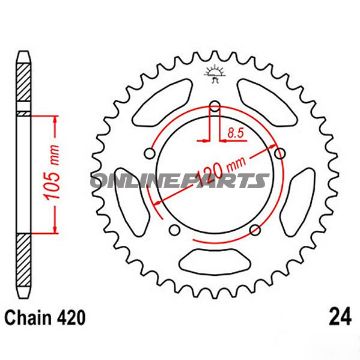 Rear Sprocket 50Tooth Pitch 420Inner Diameter 105 Bolt Spacing 120