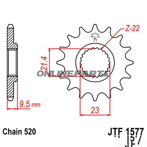 Front Sprocket 15T Pitch 520Narrow Spline 21.4/23
