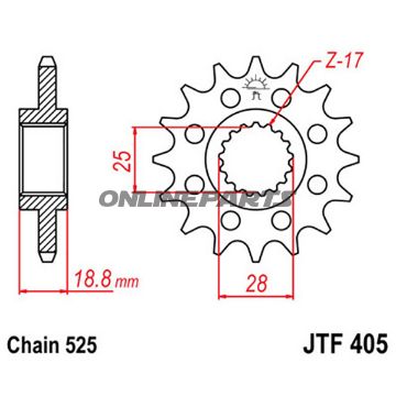 Front Sprocket 19Tooth Pitch 525Narrow Spline 25/28